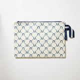 Large Zip Pouch – Navy Horseshoe
