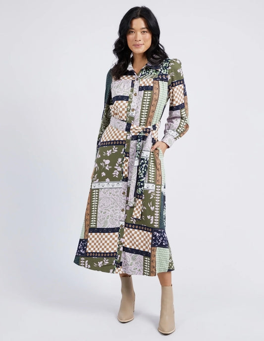 Vetiver Patchwork Dress