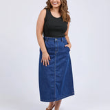 Scallop Edge Denim Skirt