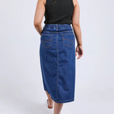 Scallop Edge Denim Skirt