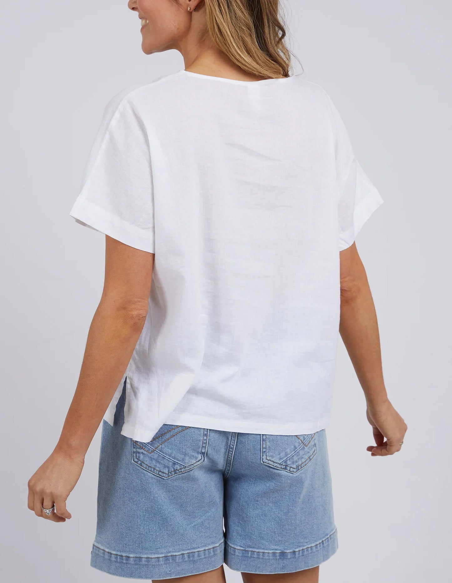 Curtis Woven Tee White