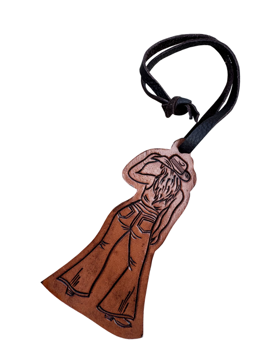 Cowgirl Tooled Leather Bag Charm