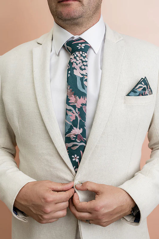 Teal Blooms Tie