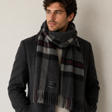 Thomson Charcoal - Scottish Tartan Lambswool Wide Scarf
