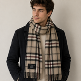 Thompson Light Beige - Scottish Tartan Lambswool Scarf