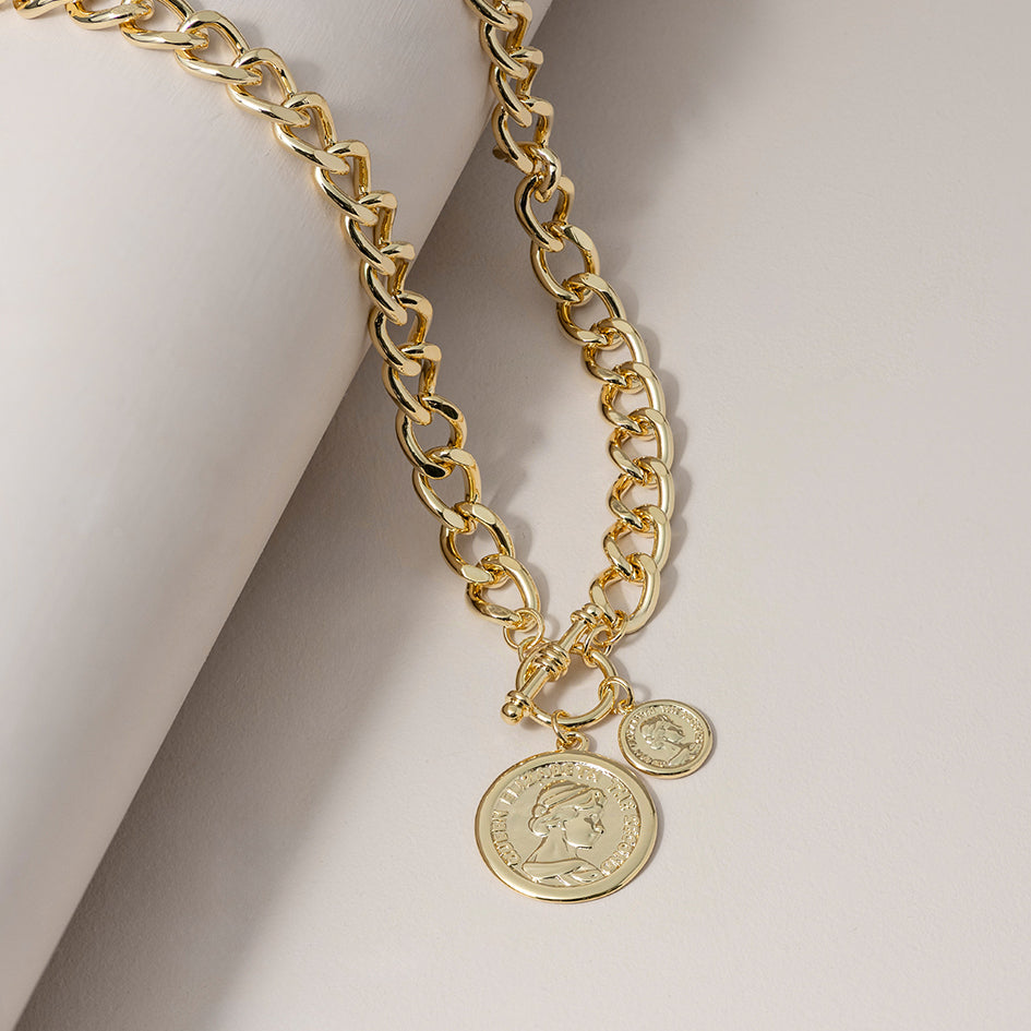 Gold Coin Charm Necklace