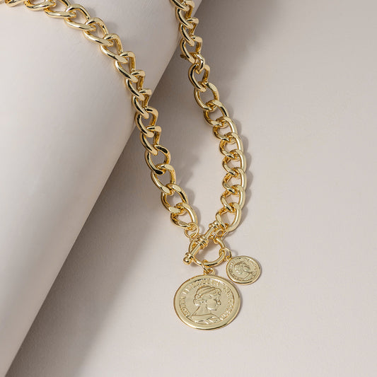 Gold Coin Charm Necklace