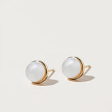 Bezel Set Pearl Studs