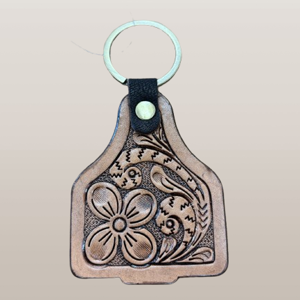 Leather Cattle Tag Keyring