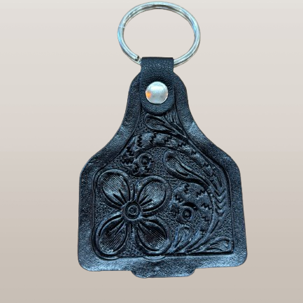 Leather Cattle Tag Keyring