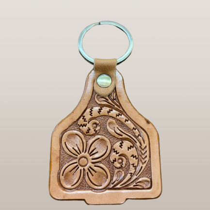 Leather Cattle Tag Keyring