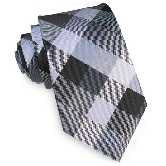 Black Silver Grey Diamond Tie