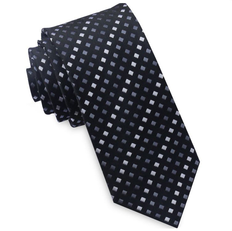 Black White Grey Check Tie