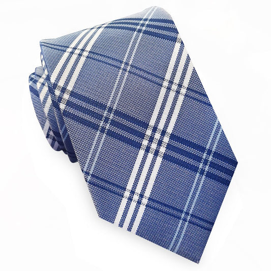 Mid Blue Plaid Tie