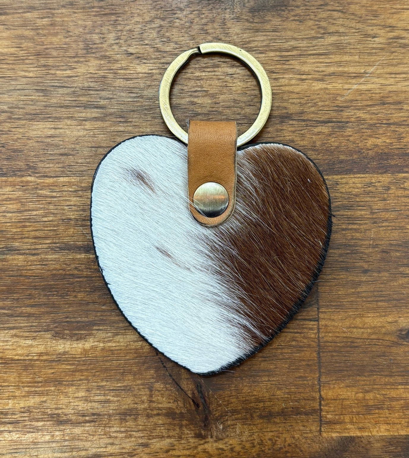 Key Heart Cowhide Keyring