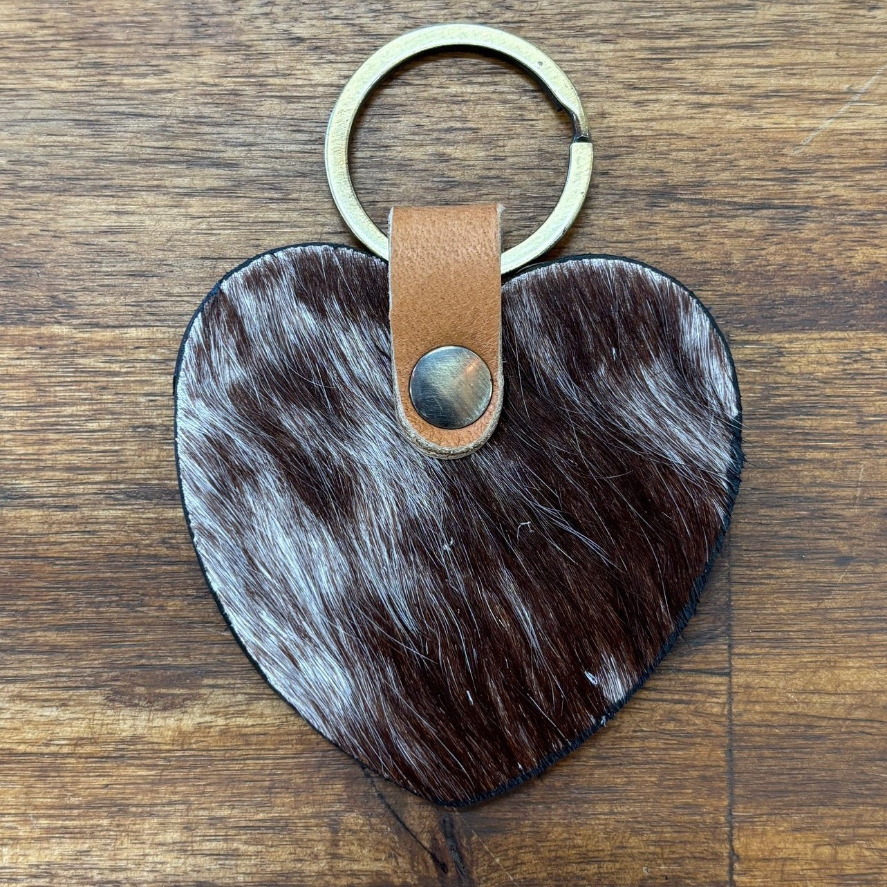 Key Heart Cowhide Keyring