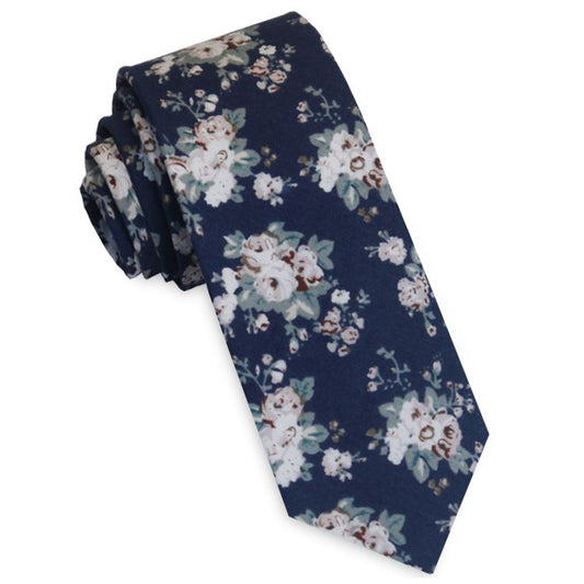 Navy, Pink Floral Tie